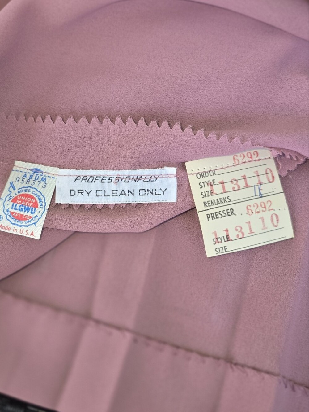 Abe Schrader Vintage Faux Suede & Pleated Midi Dress - Dusty Rose / Mauve - Picture 9 of 10